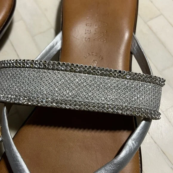 Italian Shoemaker Silver & Tan Women's Leather Sandals PROJECT/REHAB - Picture 9 of 10
